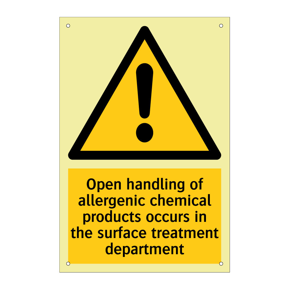 Open handling of allergenic chemical products occurs in the surface treatment department
