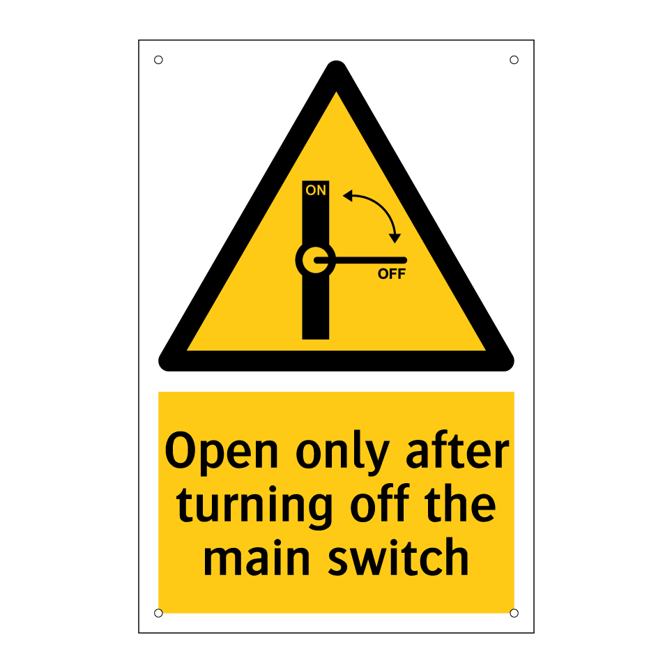 Open only after turning off the main switch