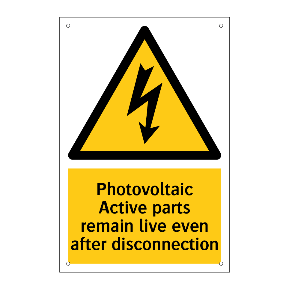 Photovoltaic Active parts remain live even after disconnection