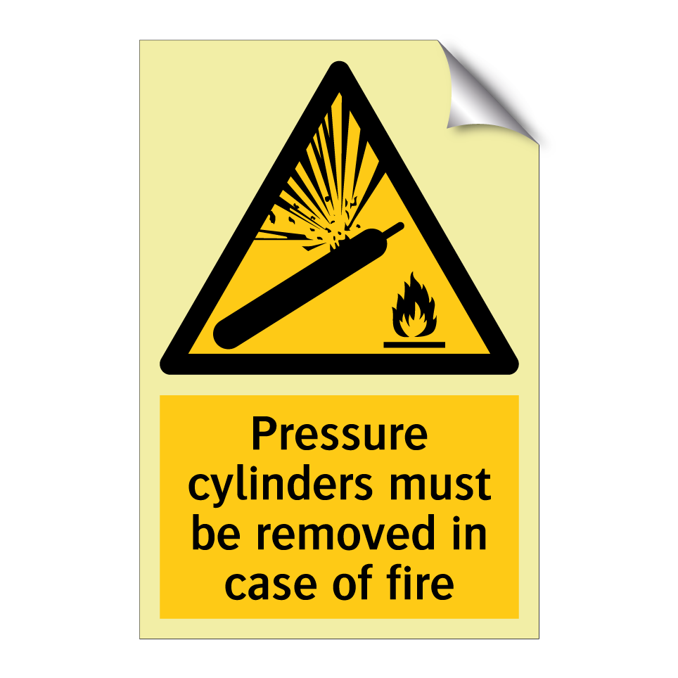 Pressure cylinders must be removed in case of fire