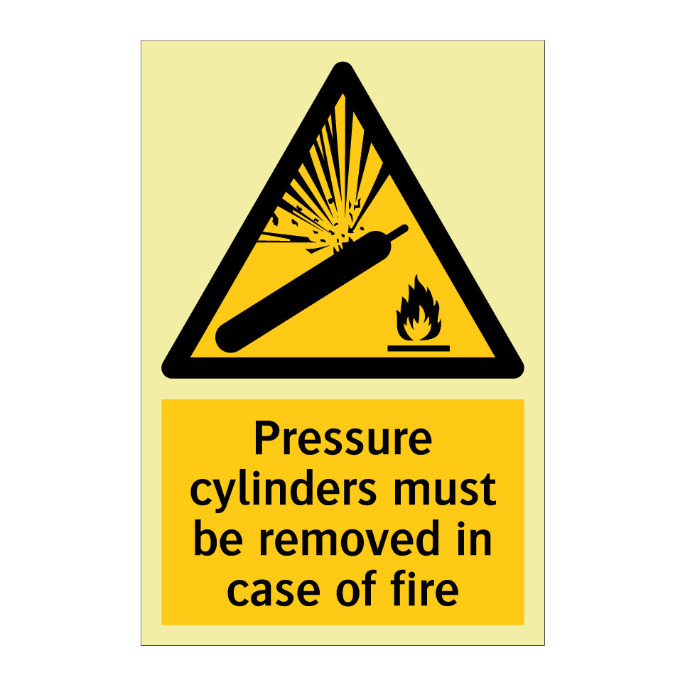Pressure cylinders must be removed in case of fire
