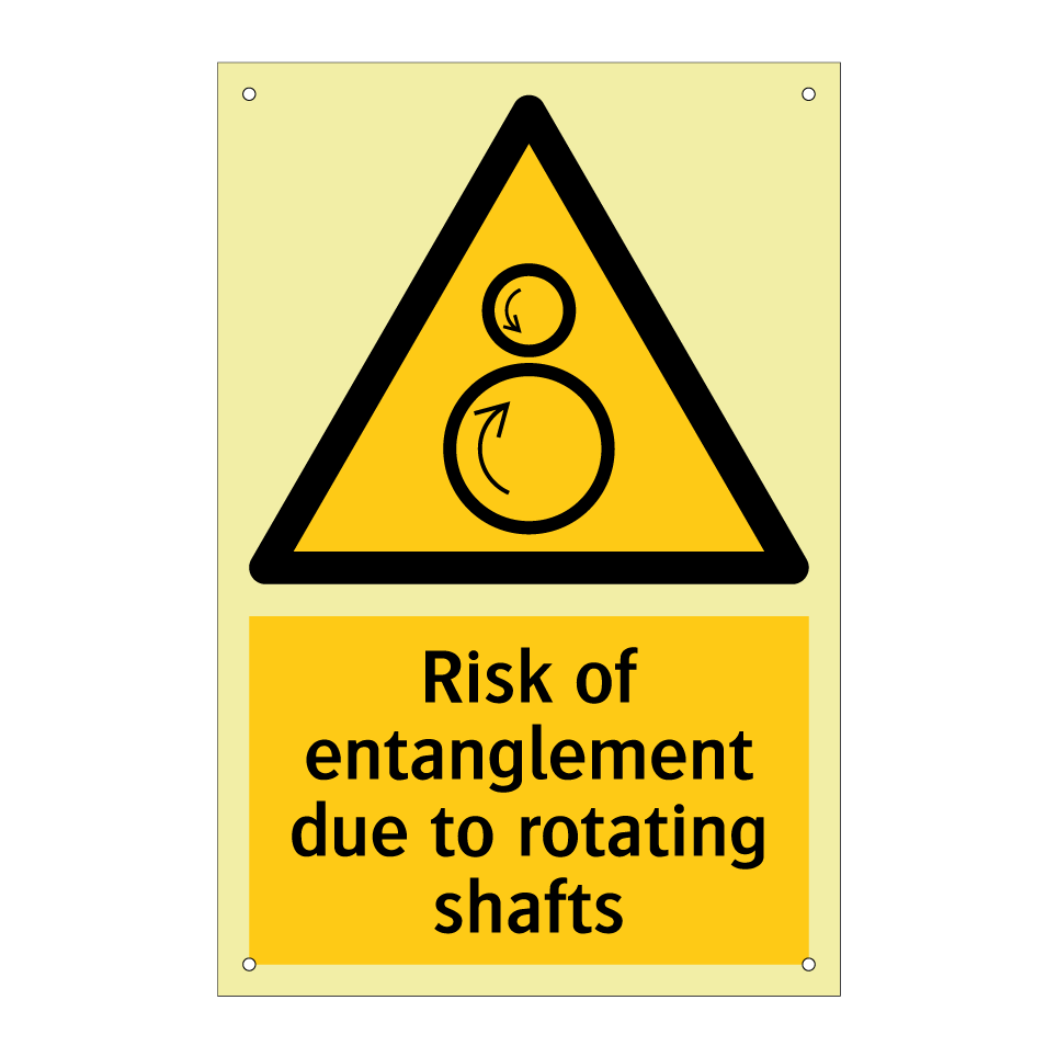 Risk of entanglement due to rotating shafts
