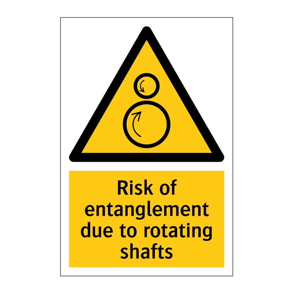 Risk of entanglement due to rotating shafts