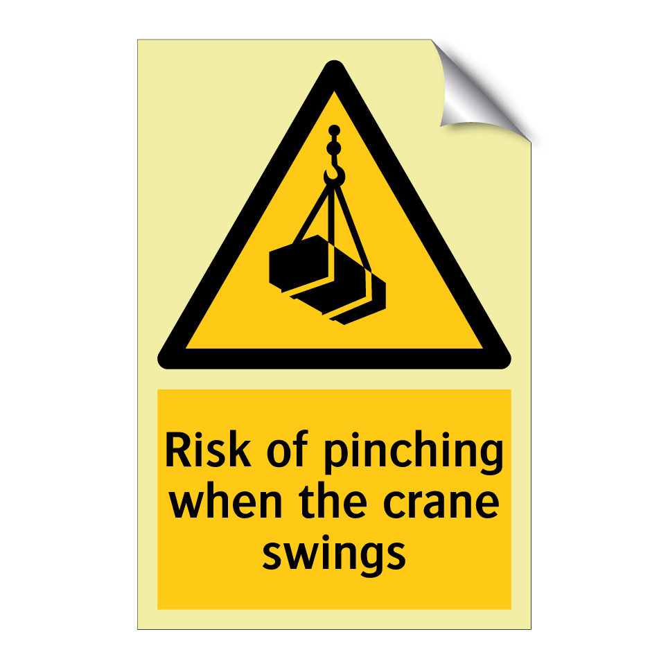 Risk of pinching when the crane swings