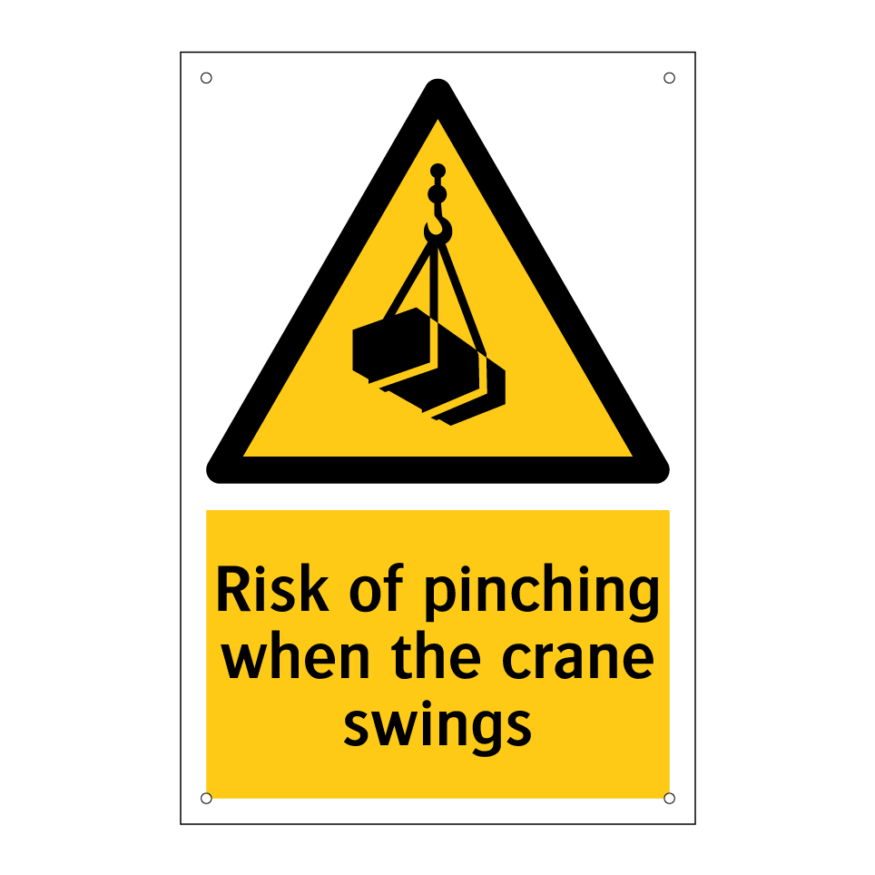 Risk of pinching when the crane swings