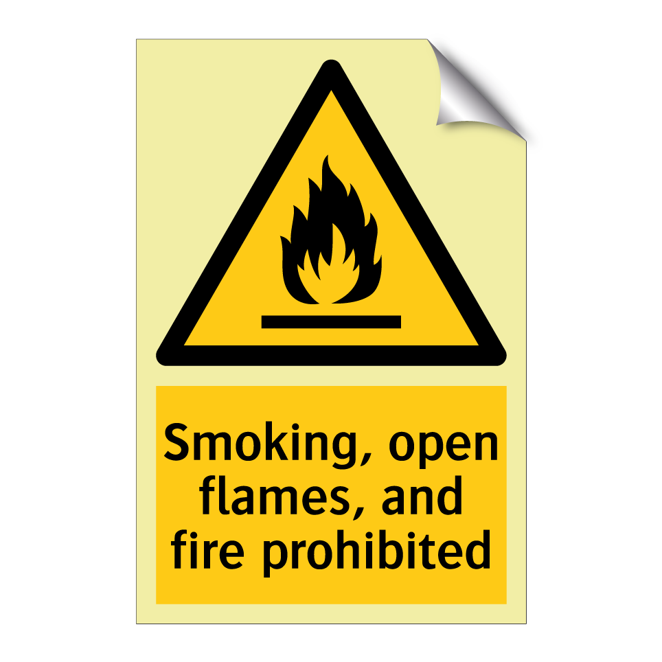 Smoking, open flames, and fire prohibited