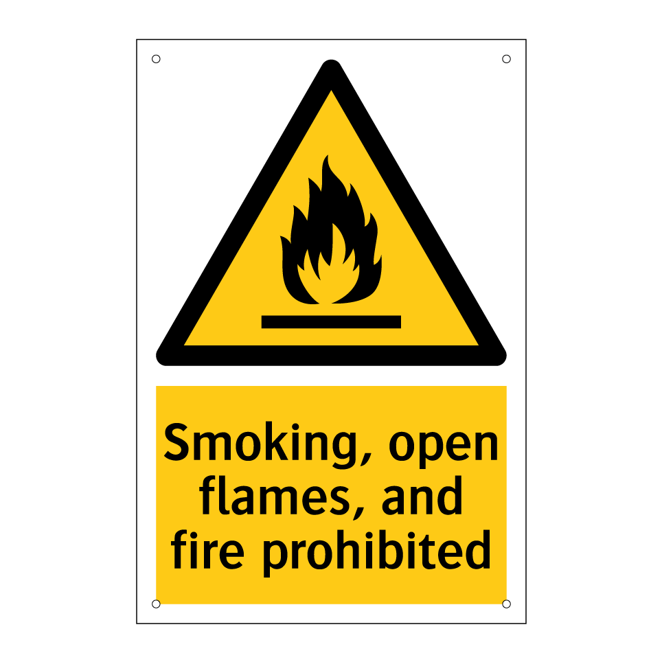 Smoking, open flames, and fire prohibited