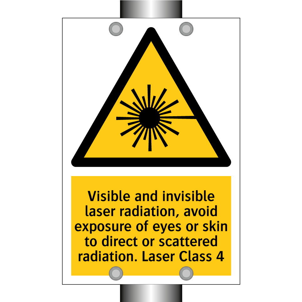 Visible and invisible laser radiation, avoid exposure of eyes or skin to direct or scattered radiation. Laser Class 4