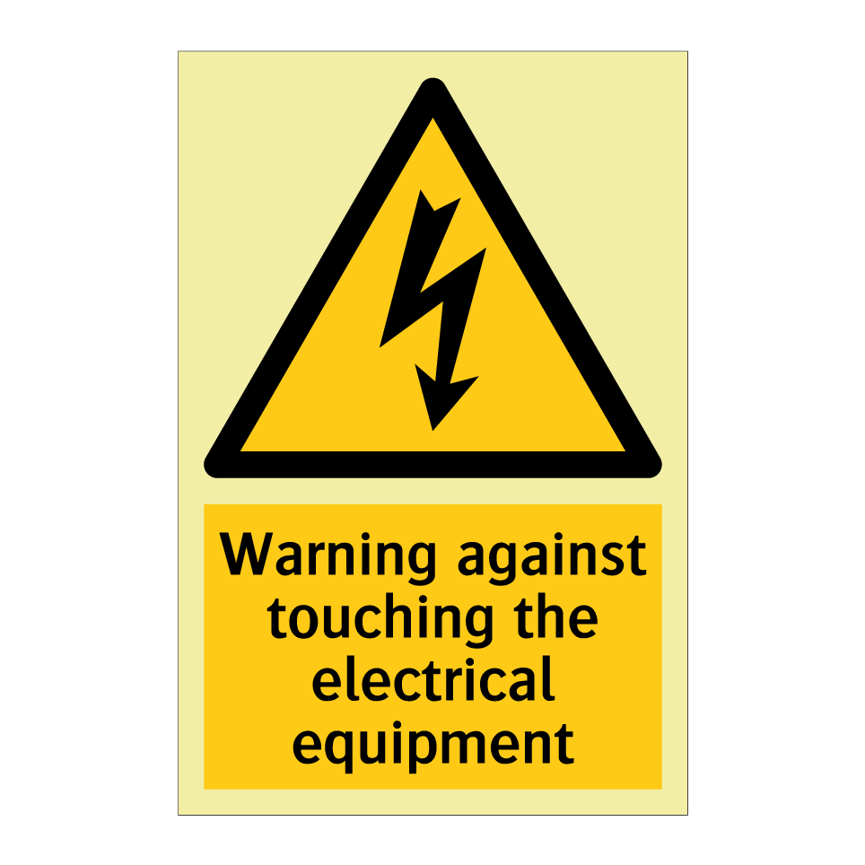 Warning against touching the electrical equipment