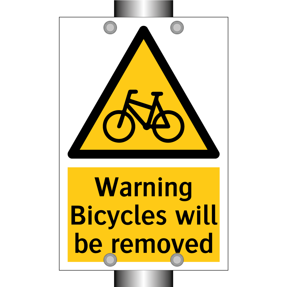 Warning Bicycles will be removed