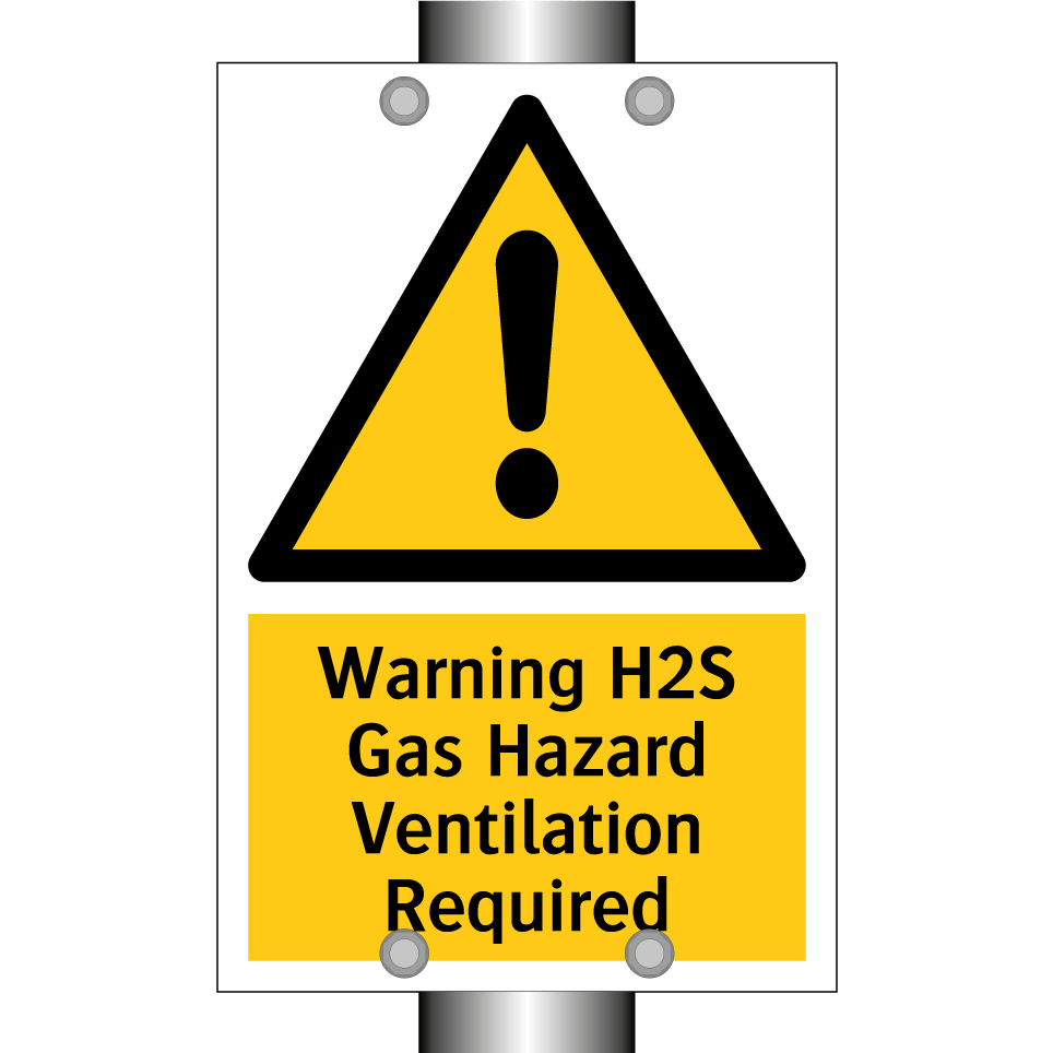 Warning H2S Gas Hazard Ventilation Required