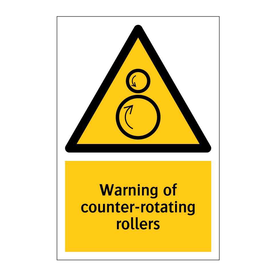 Warning of counter-rotating rollers