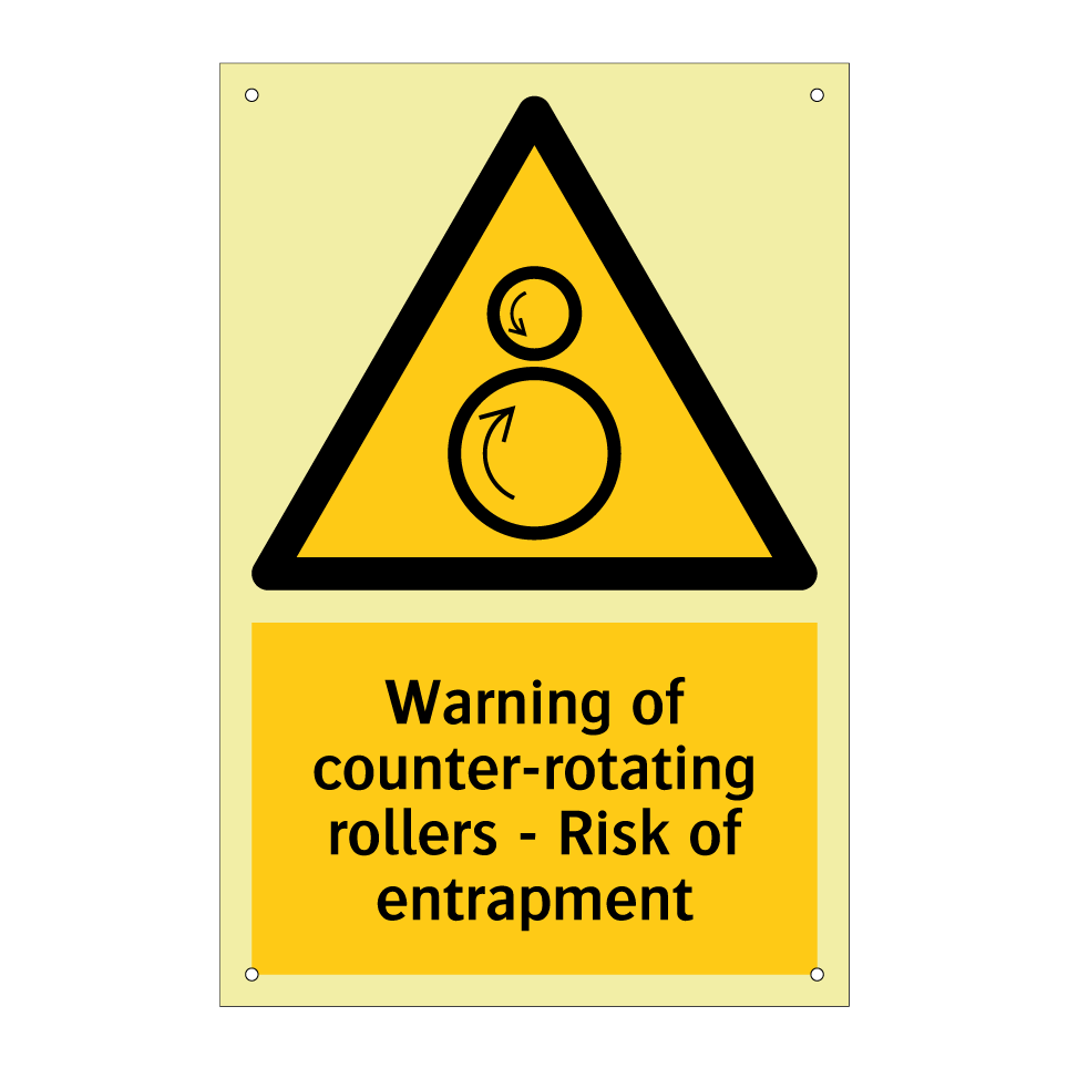 Warning of counter-rotating rollers - Risk of entrapment