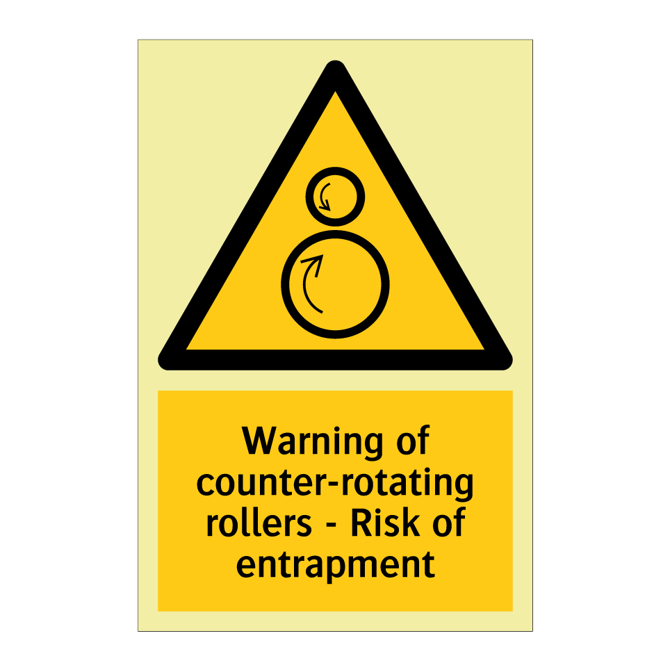 Warning of counter-rotating rollers - Risk of entrapment