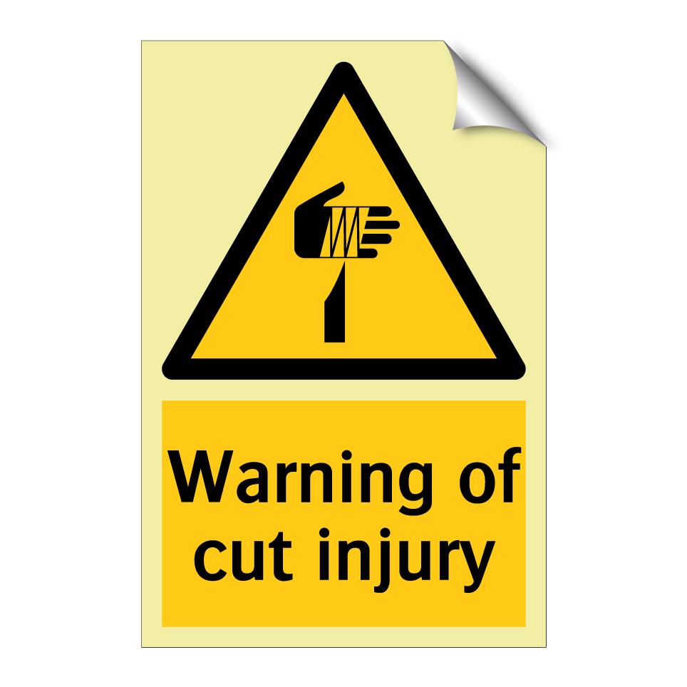 Warning of cut injury