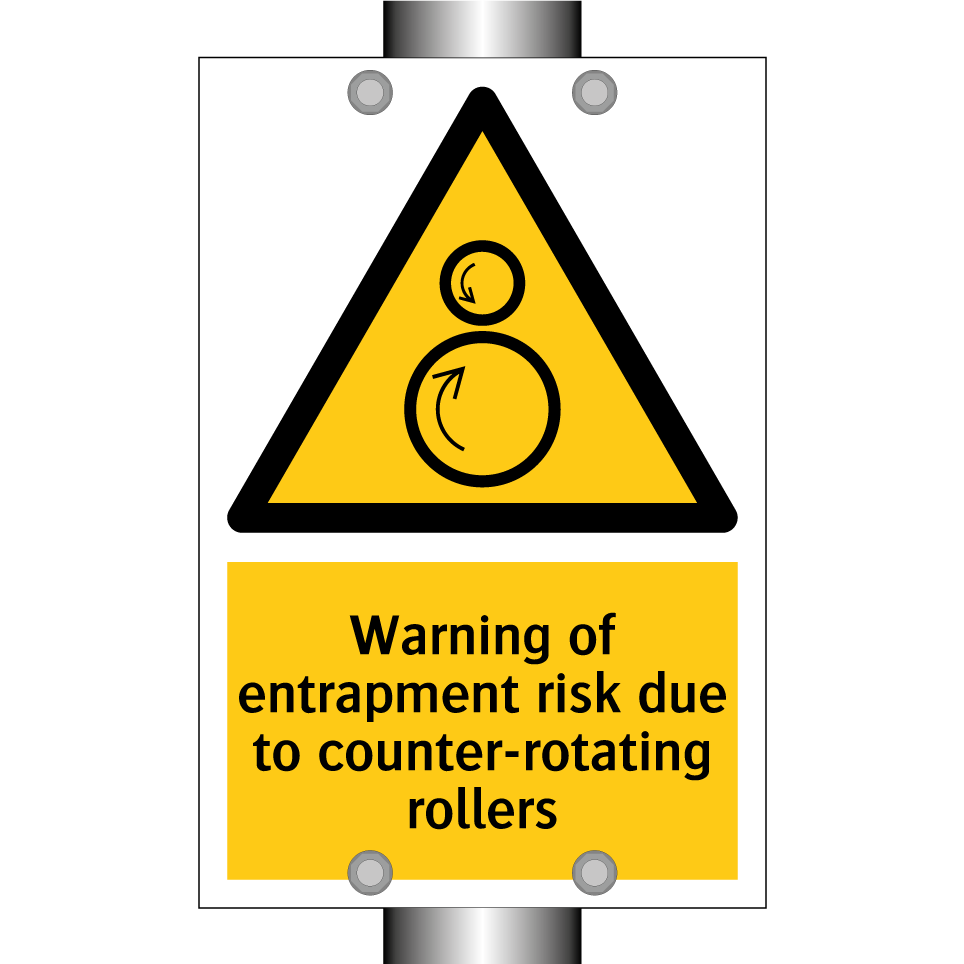 Warning of entrapment risk due to counter-rotating rollers