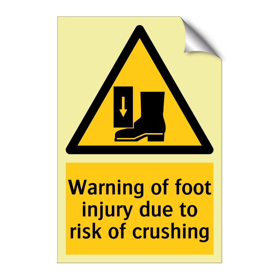 Warning of foot injury due to risk of crushing