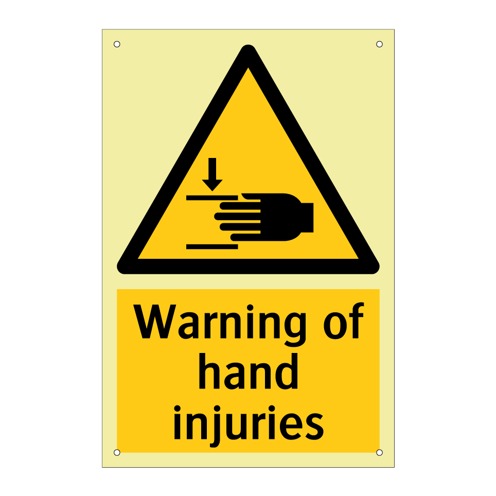 Warning of hand injuries