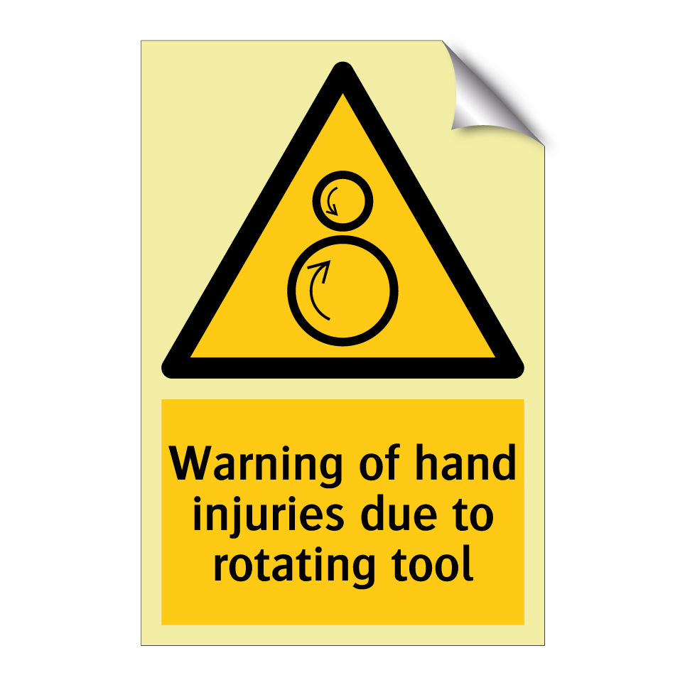 Warning of hand injuries due to rotating tool