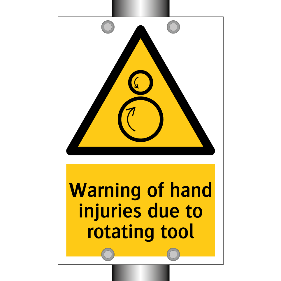 Warning of hand injuries due to rotating tool