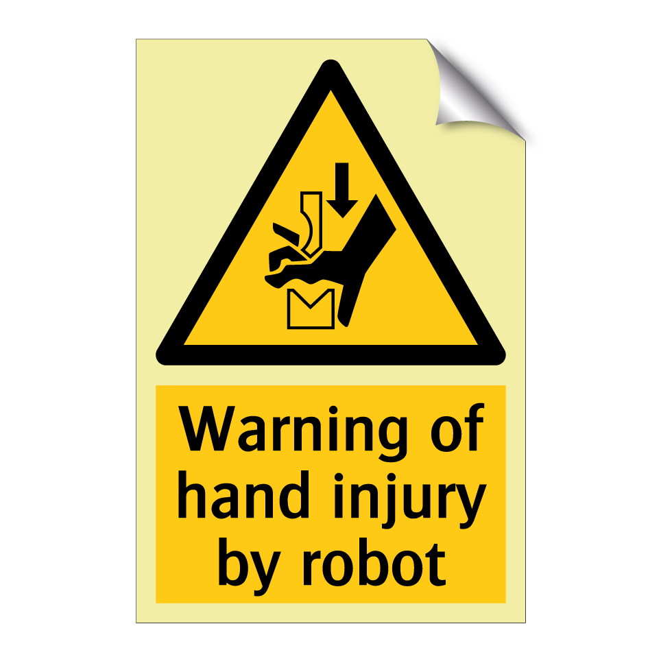 Warning of hand injury by robot