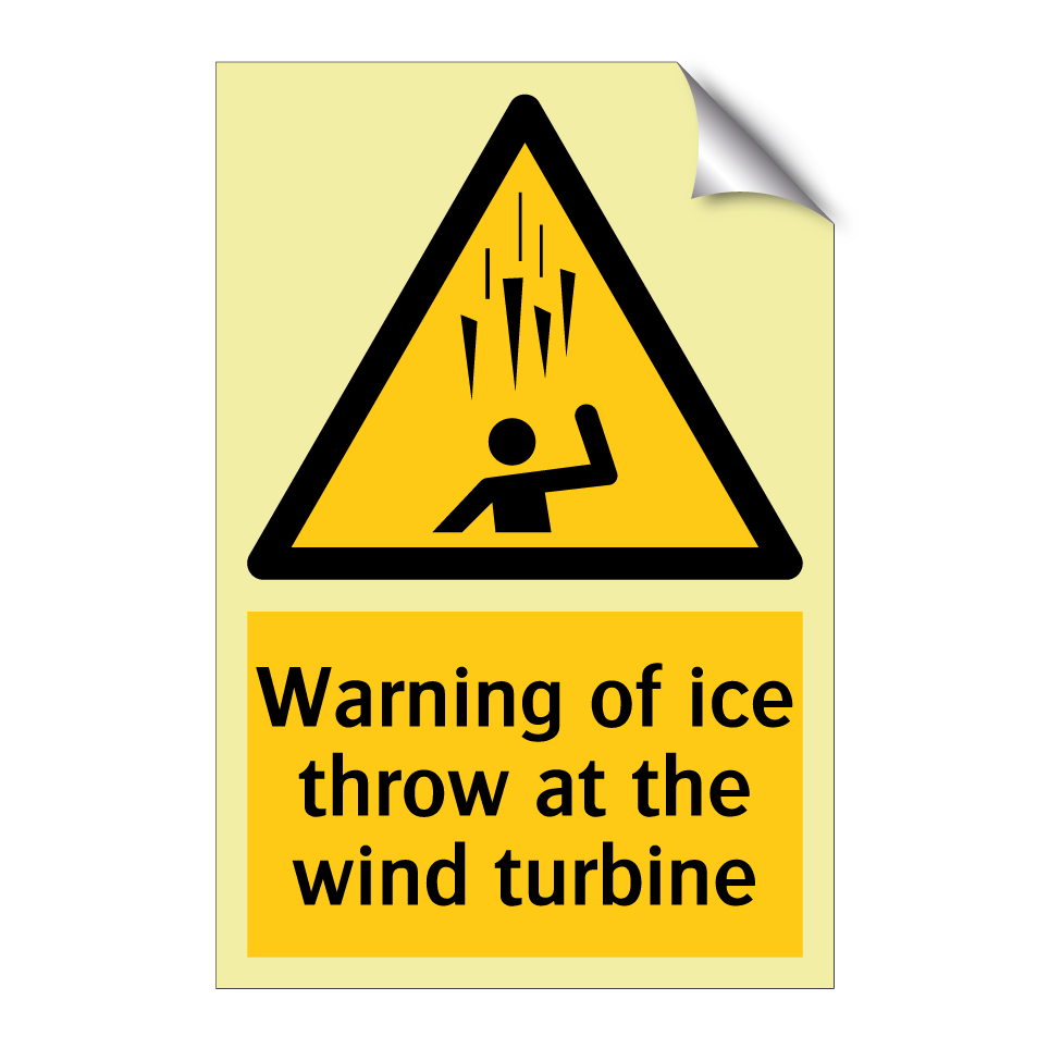 Warning of ice throw at the wind turbine