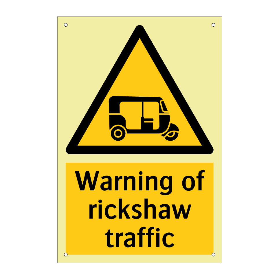 Warning of rickshaw traffic