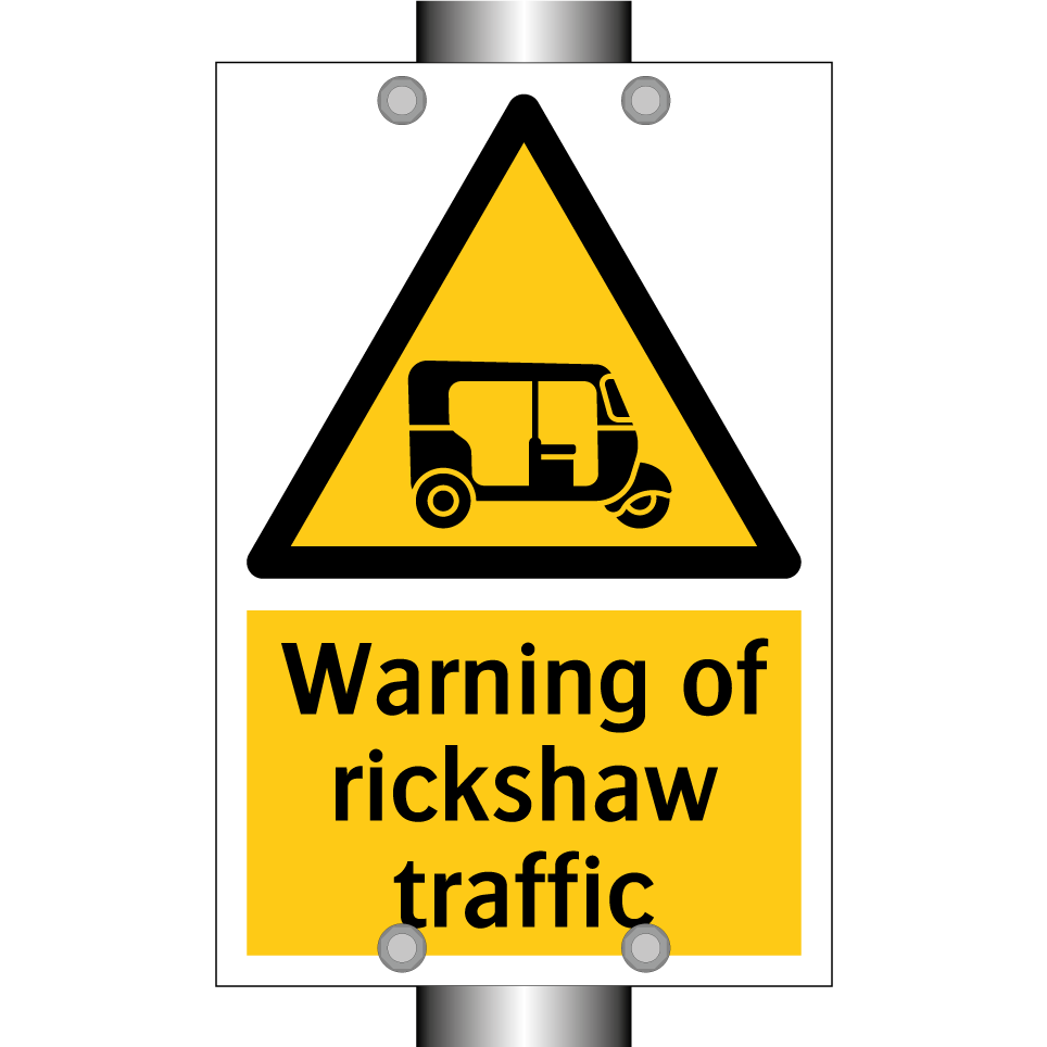 Warning of rickshaw traffic