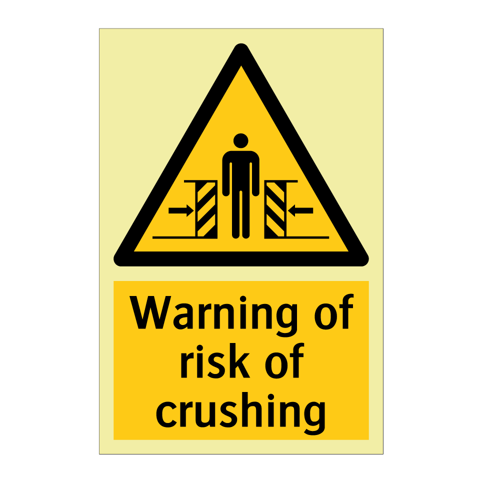 Warning of risk of crushing