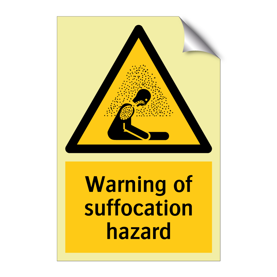 Warning of suffocation hazard