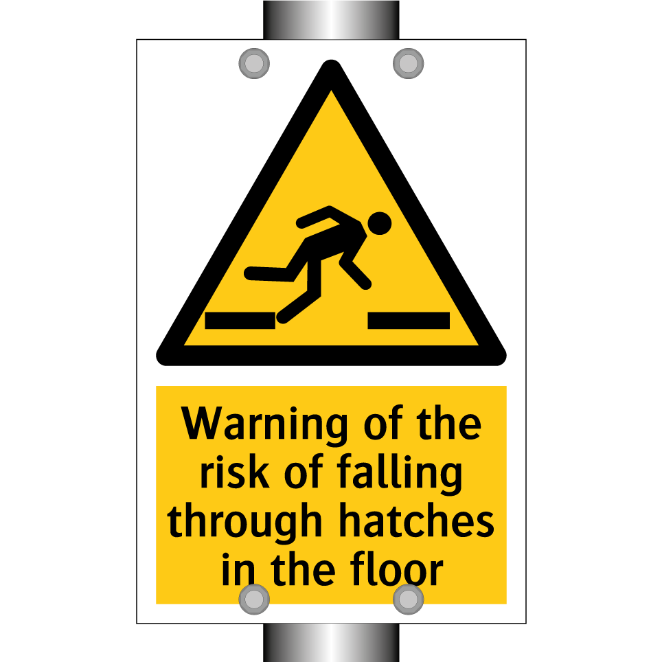 Warning of the risk of falling through hatches in the floor