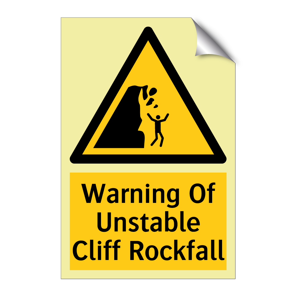 Warning Of Unstable Cliff Rockfall