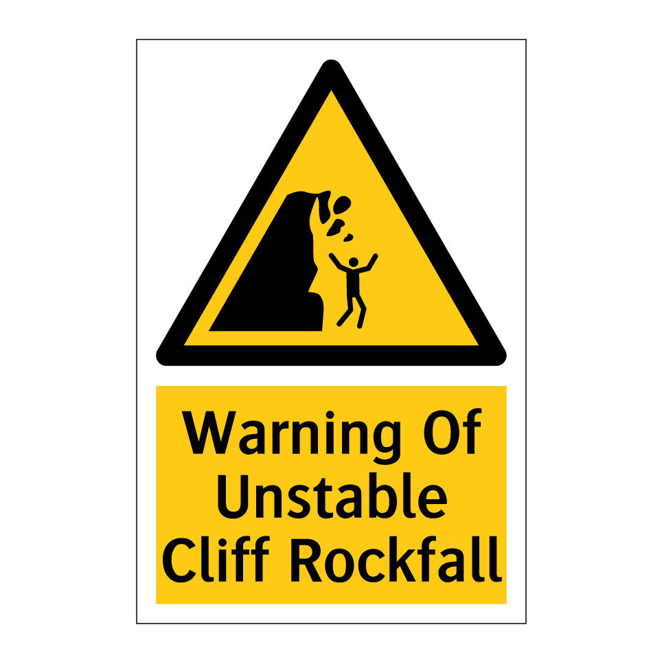 Warning Of Unstable Cliff Rockfall