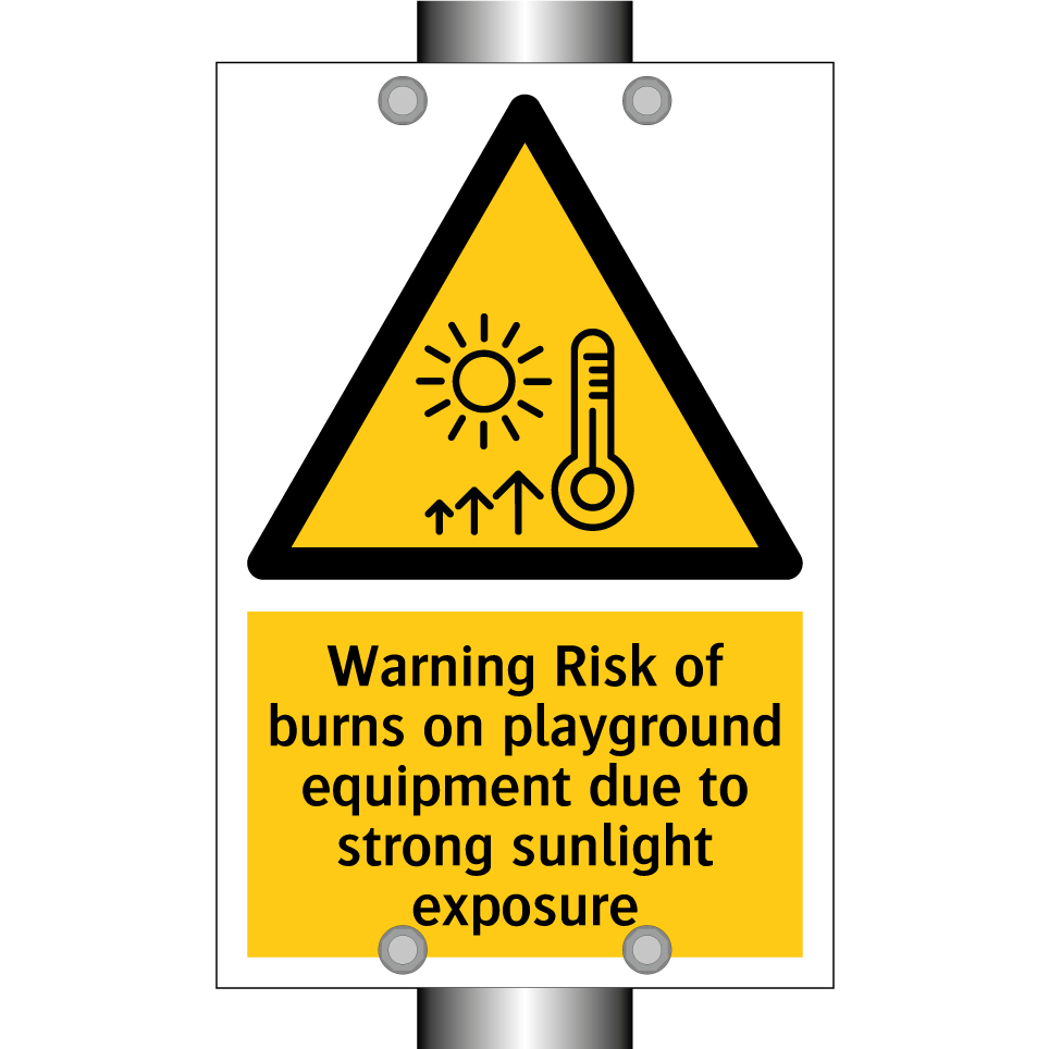 Warning Risk of burns on playground equipment due to strong sunlight exposure