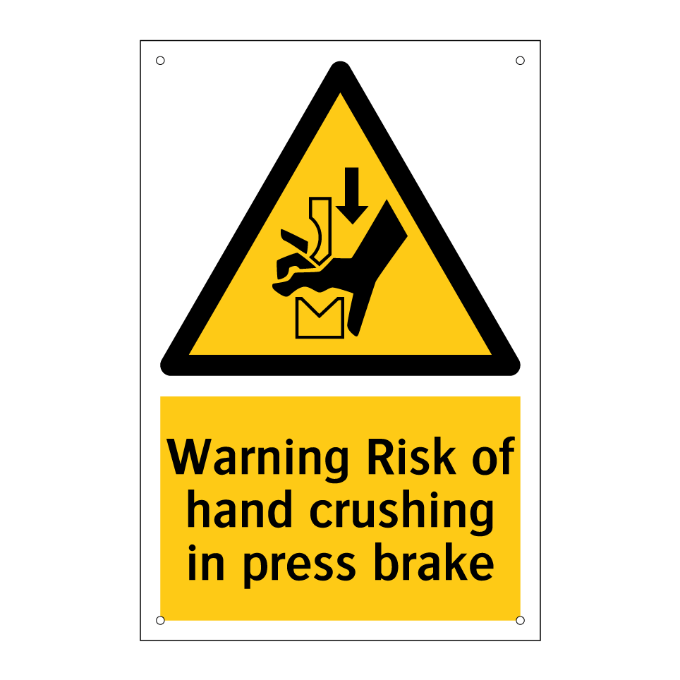 Warning Risk of hand crushing in press brake