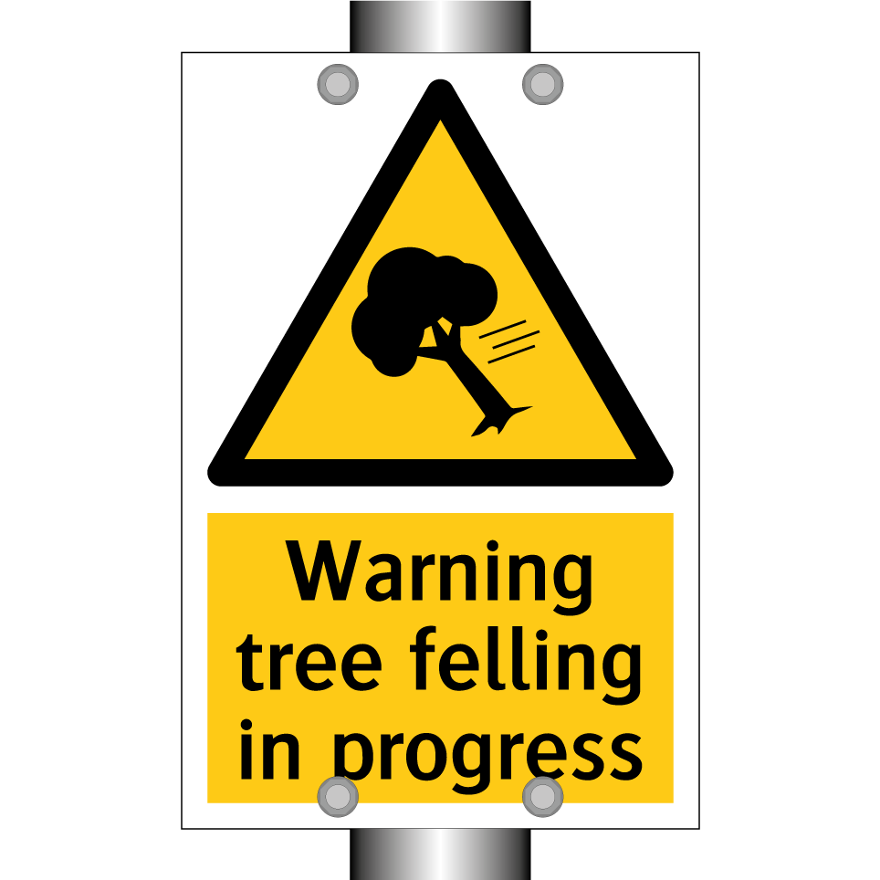 Warning tree felling in progress
