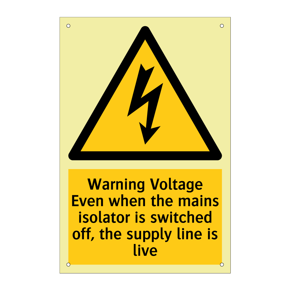 Warning Voltage Even when the mains isolator is switched off, the supply line is live