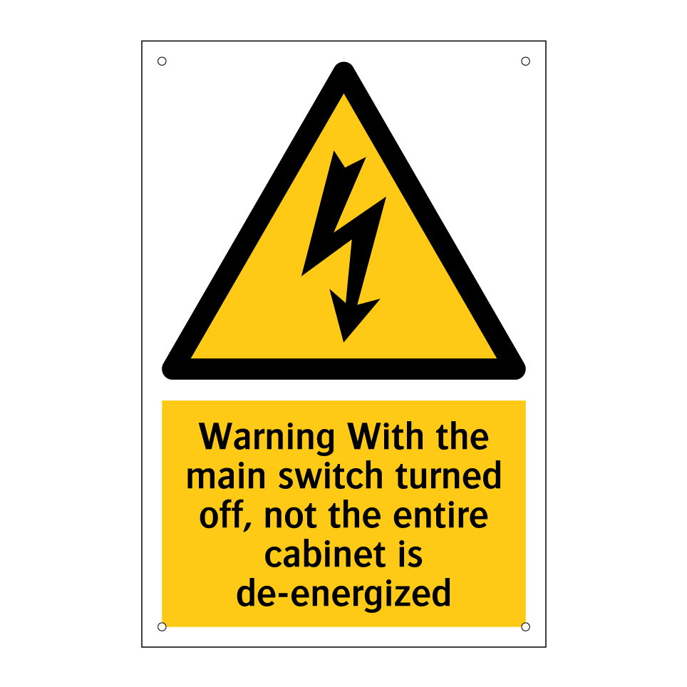 Warning With the main switch turned off, not the entire cabinet is de-energized