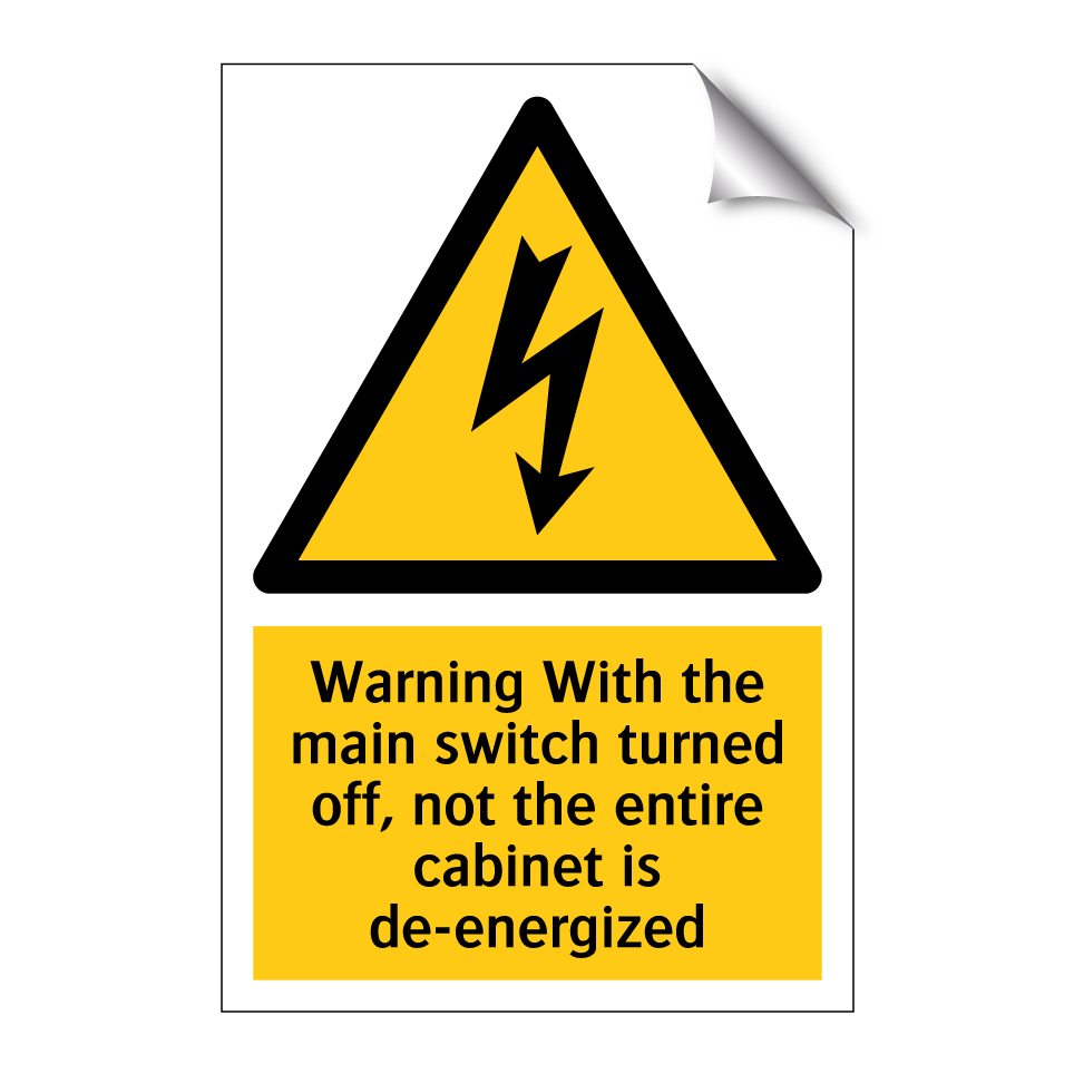 Warning With the main switch turned off, not the entire cabinet is de-energized