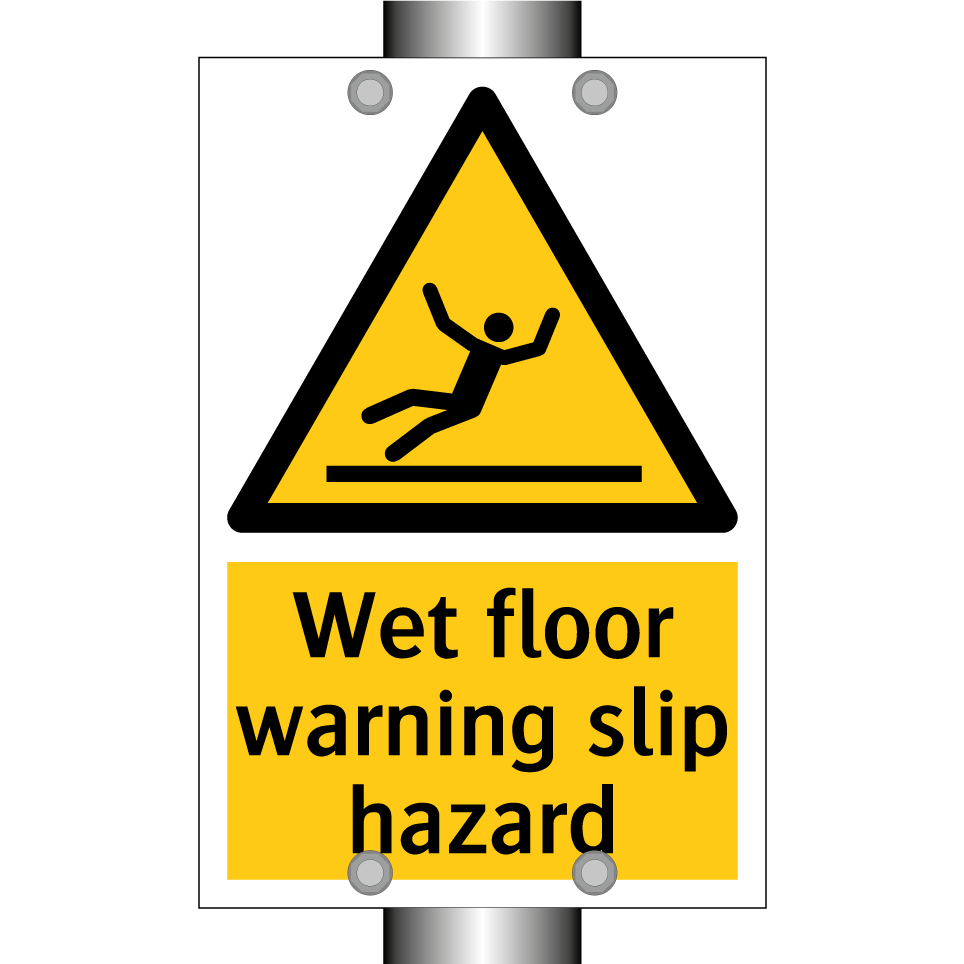 Wet floor warning slip hazard