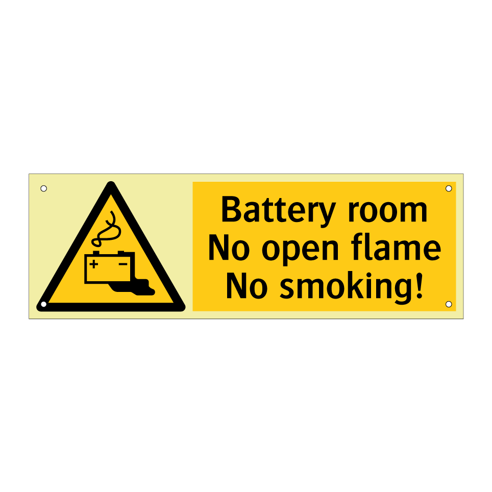 Battery room No open flame No smoking!