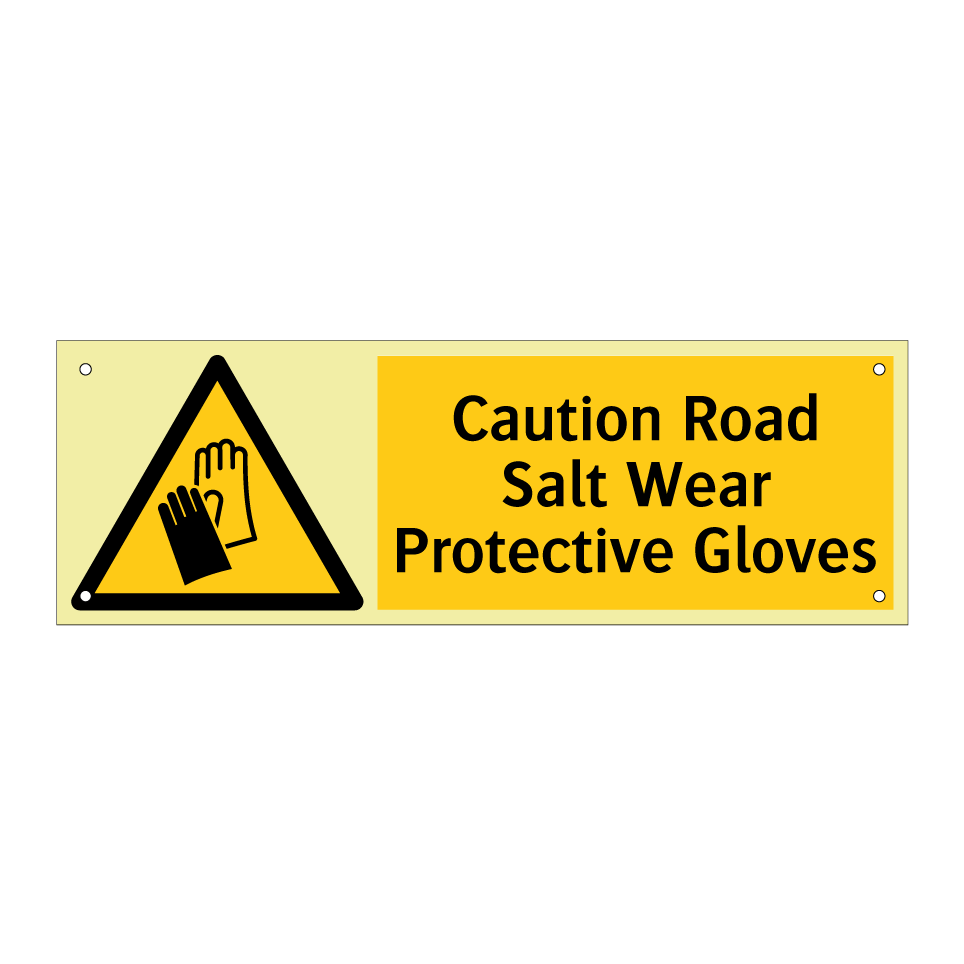 Caution Road Salt Wear Protective Gloves