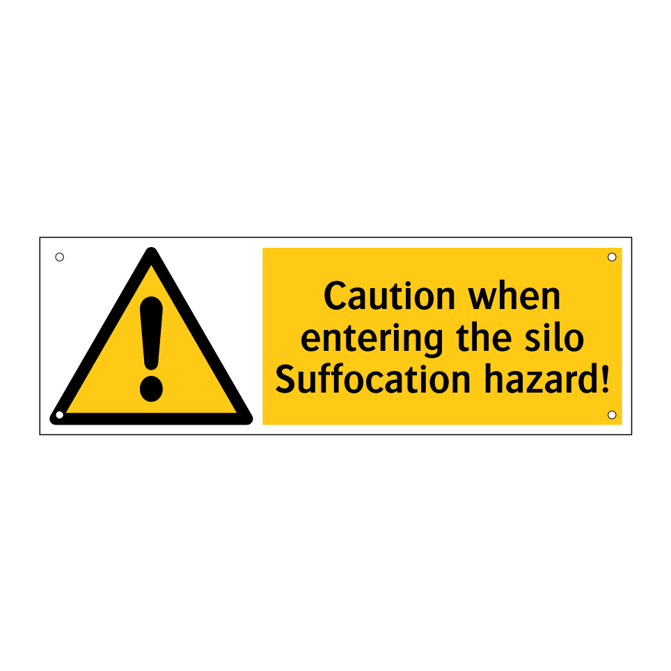 Caution when entering the silo Suffocation hazard!