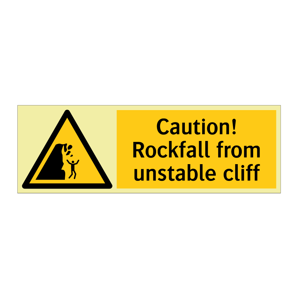 Caution! Rockfall from unstable cliff