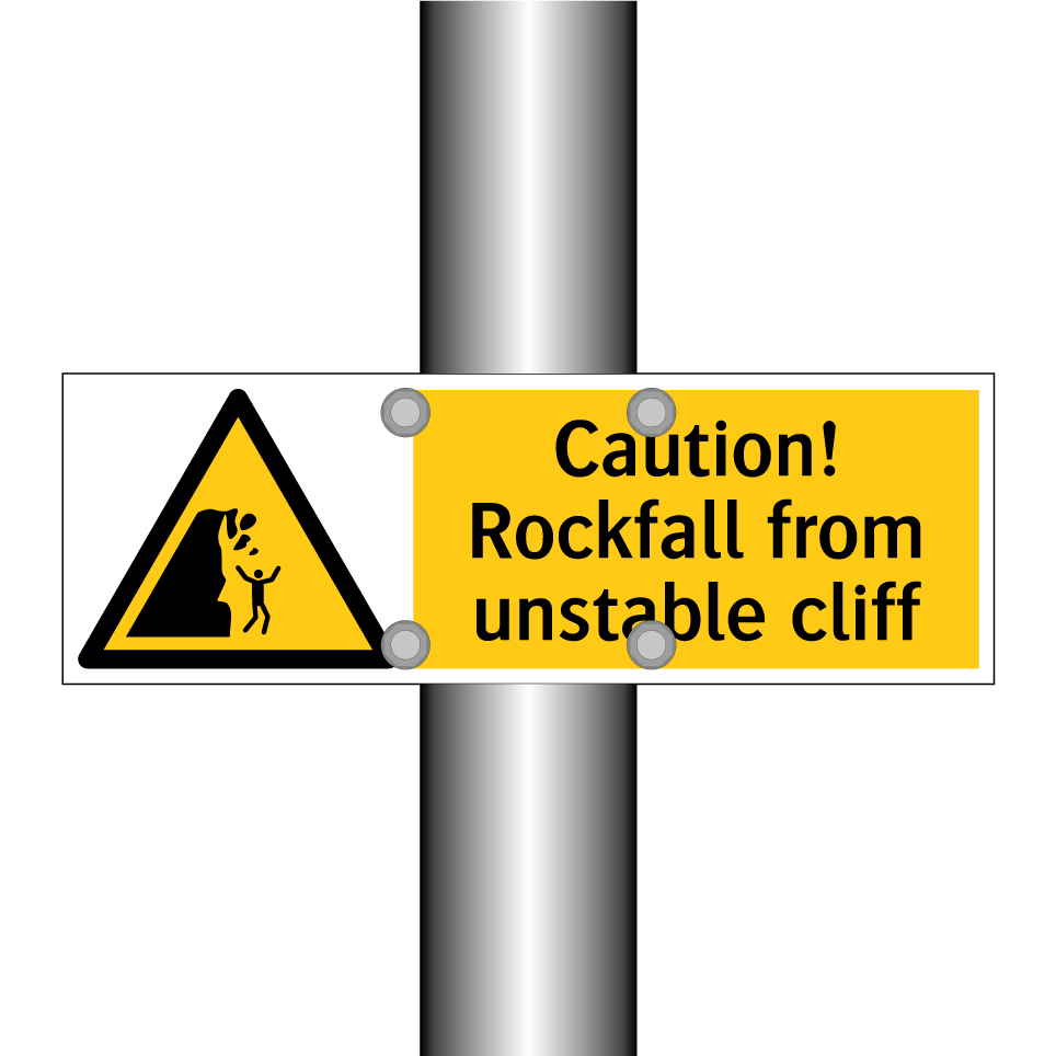 Caution! Rockfall from unstable cliff