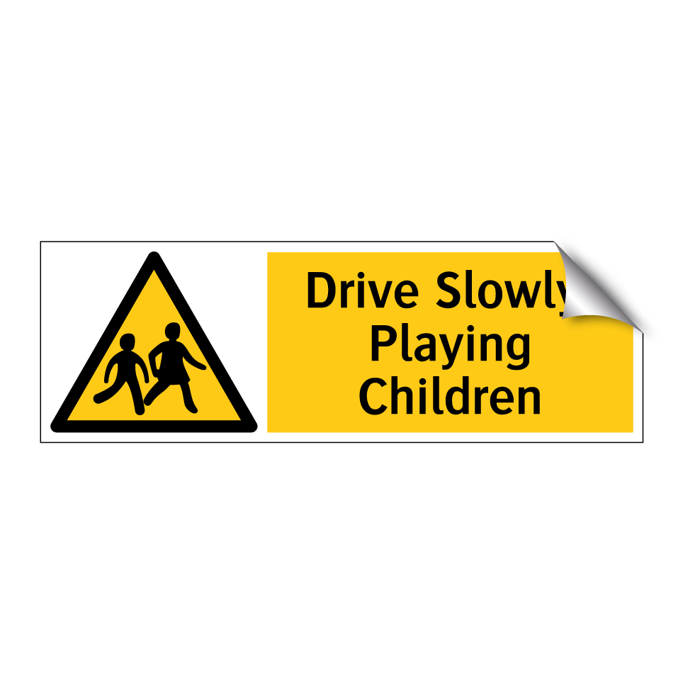 Drive Slowly! Playing Children