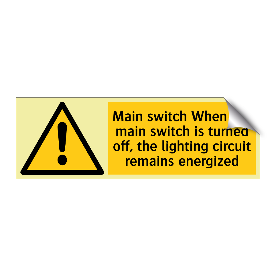 Main switch When the main switch is turned off, the lighting circuit remains energized