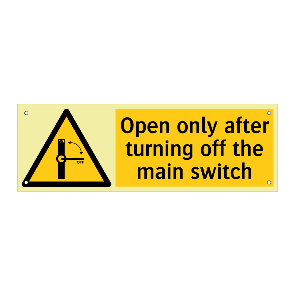 Open only after turning off the main switch