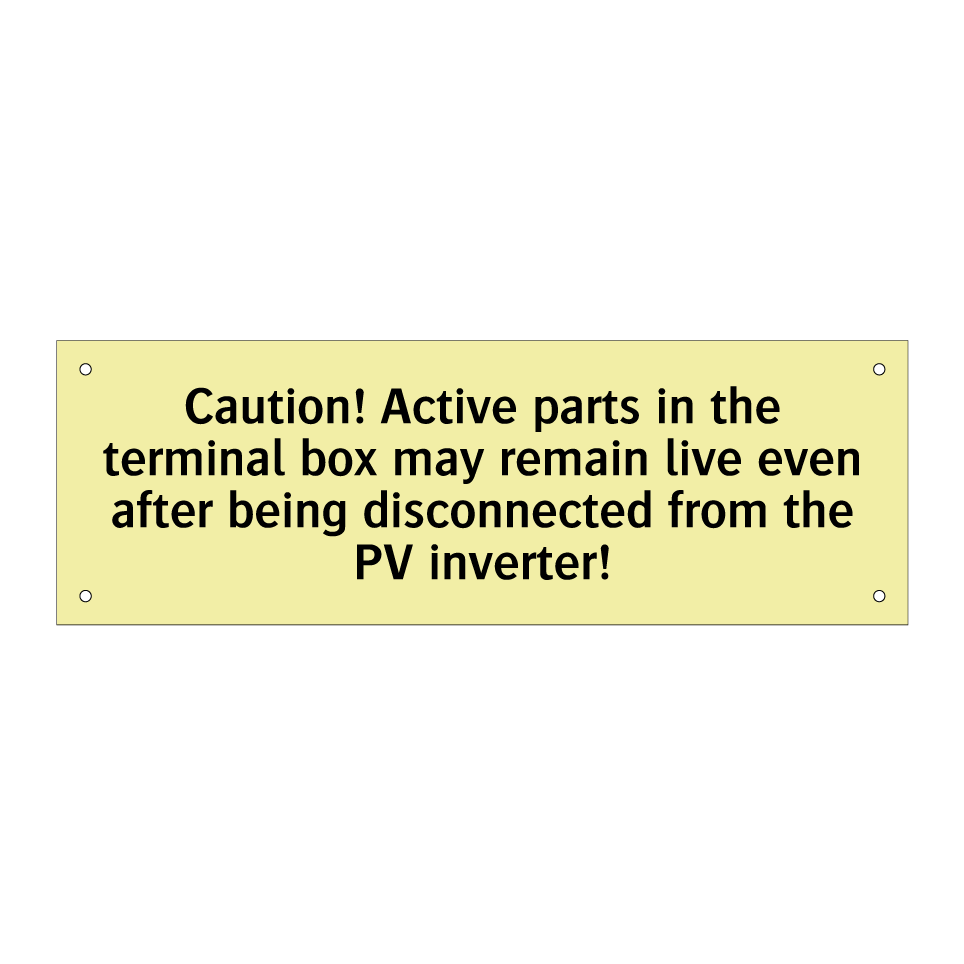 Caution! Active parts in the terminal box may remain live even after being disconnected from the PV inverter!
