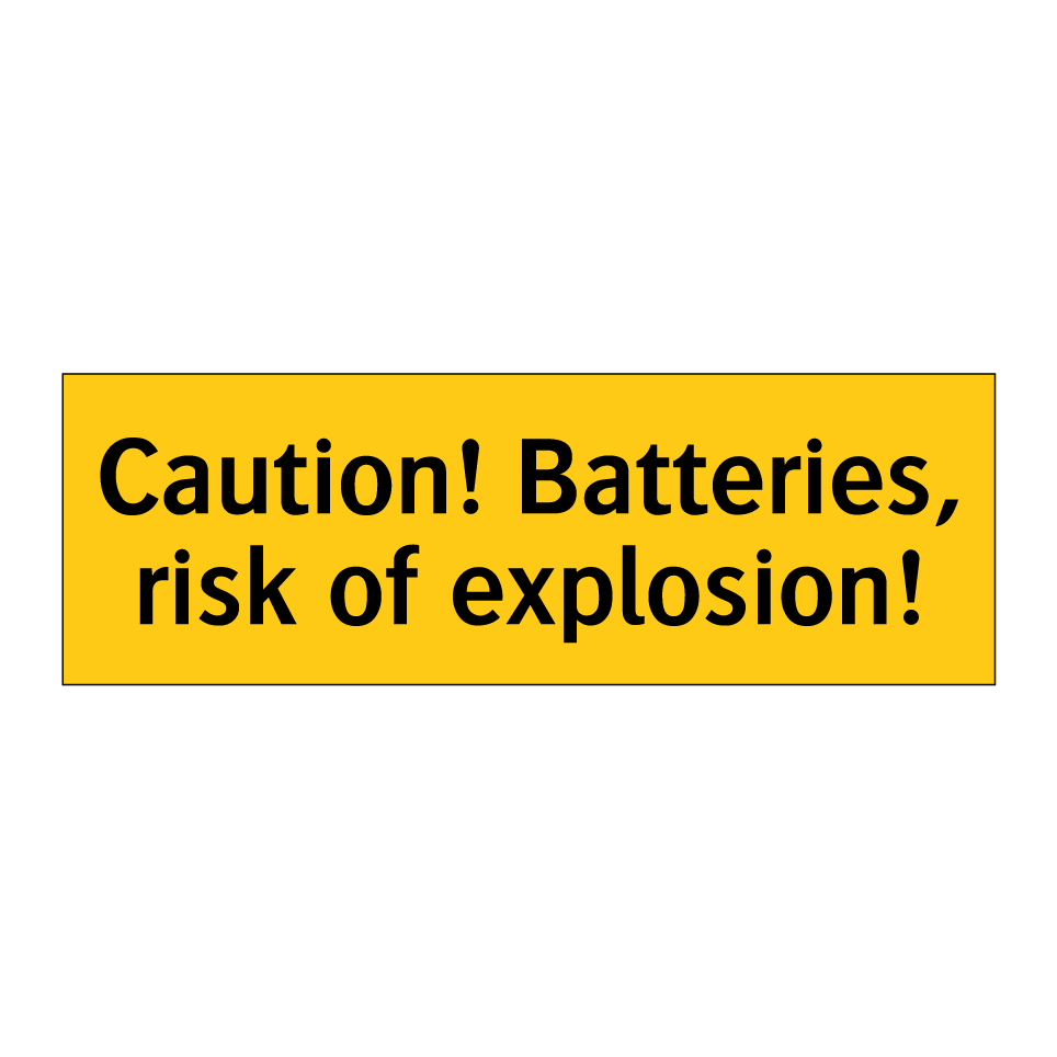 Caution! Batteries, risk of explosion!